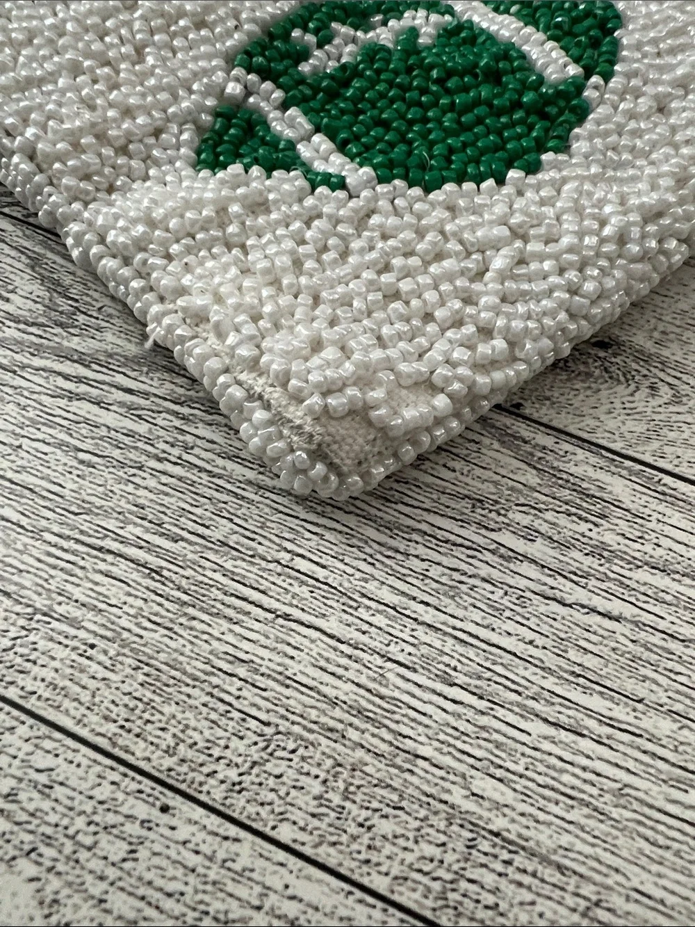 Wandering Moon India Handmade Beaded Travel Pouch with Green Football Motif